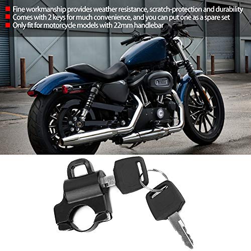 Duokon 22mm Manillares Moto Casco de bloqueo, Universal motocicleta Casco Bloqueo de seguridad Candado con 2 llaves(Negro)