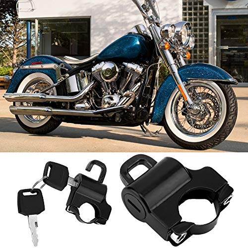 Duokon 22mm Manillares Moto Casco de bloqueo, Universal motocicleta Casco Bloqueo de seguridad Candado con 2 llaves(Negro)
