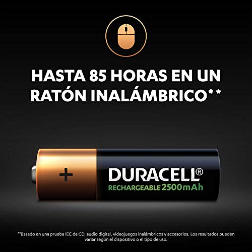 Duracell - Pilas Recargables AA 2500 mAh, paquete de 8