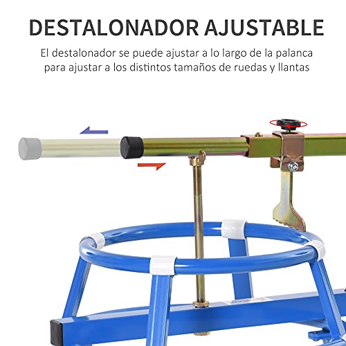 DURHAND Desmontador de Neumáticos de 16-24” con Destalonador Ajustable Herramienta Portátil Acero para Montaje y Desmontaje de Llantas Motocicleta 75x64x78 cm Azul