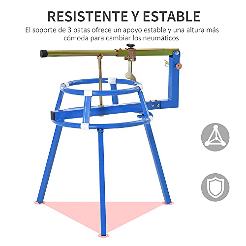 DURHAND Desmontador de Neumáticos de 16-24” con Destalonador Ajustable Herramienta Portátil Acero para Montaje y Desmontaje de Llantas Motocicleta 75x64x78 cm Azul