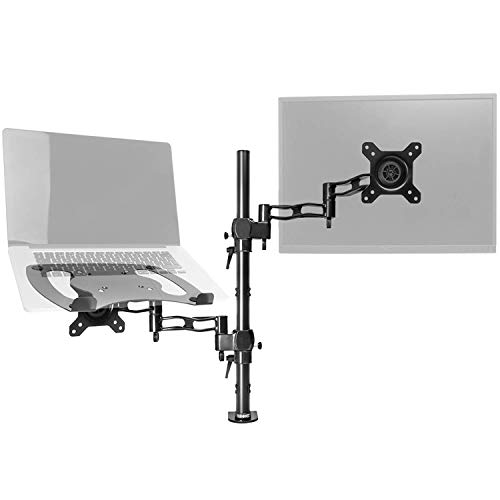 Duronic DM35L1X1 BK Soporte para Monitor de 13" a 27” + Plataforma suplementaria para Ordenador portátil o Teclado - Soporte Pantalla PC LED LCD - Soportes y Brazos para Escritorio con 1 articulación