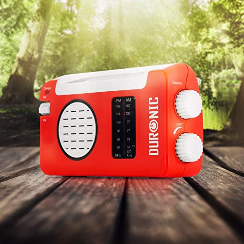 Duronic Hybrid Radio Portable Pequeña FM y AM Estereo con Recarga por Luz Solar, Dinamo y USB - Radios Solares