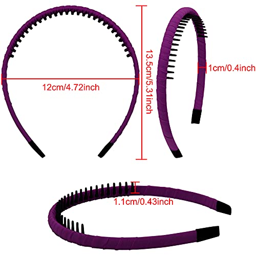 Duufin 12 Pezzi Cerchietti per Capelli con Dentini, Fasce Capelli in Raso Cerchietti per Donna e Ragazze, 12 Colori