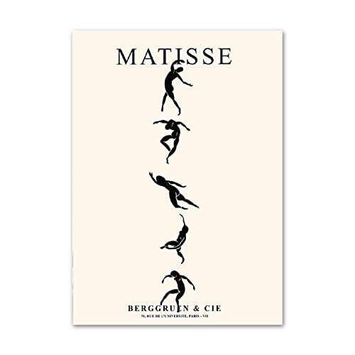 Dvbhd Laminas para cuadrosPoster e Impresiones de Henri Matisse Jazz Abstracto 1953 Lienzo Arte de Pared Pintura Vintage Matisse Cuadros Decoracion de Salon de estar40x50cm x3 Sin Marco