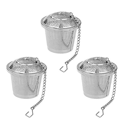 DXIA 3 Pcs Infusor de Té, Colador de Té de Acero Inoxidable, con Gancho de Cadena, Premium Infusor de té de Malla, para Té para la Mayoría de Las Tazas de Té y Cuencos de Té Suelto y Especias