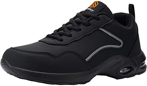 DYKHMILY Zapatillas de Seguridad Mujer Ligero Zapatos de Trabajo con Punta de Acero Comodo Respirable Reflectante Calzado de Seguridad(Negro,38.5EU