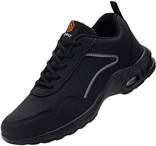 DYKHMILY Zapatillas de Seguridad Mujer Ligero Zapatos de Trabajo con Punta de Acero Comodo Respirable Reflectante Calzado de Seguridad(Negro,38.5EU
