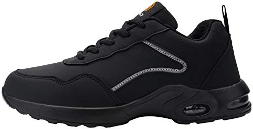 DYKHMILY Zapatillas de Seguridad Mujer Ligero Zapatos de Trabajo con Punta de Acero Comodo Respirable Reflectante Calzado de Seguridad(Negro,38.5EU