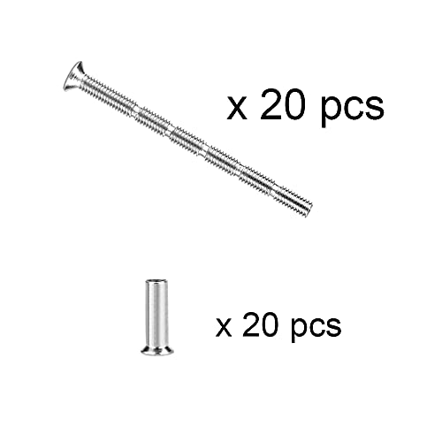 Dzsomt Tornillo Manilla 20 Piezas Tornillo Union Muebles Tornillo M4 Tornillos de Conexión Tuercas de Acero Niquelado Tornillo para Tiradores de Puerta Tornillos de Conexión de Manijas