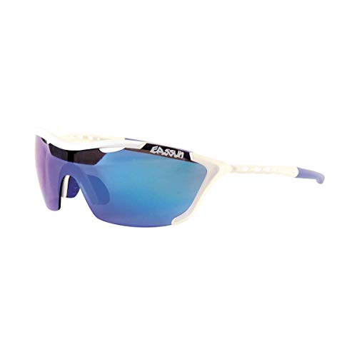 EASSUN Gafas de Running Record, Solares Cat 2 o 3 y Ultraligeras con Sistema de Ventilación Airflow - Blanco, Azul Revo, Cat 3