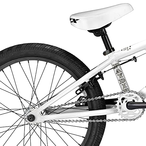 Eastern Bikes Paydirt Bicicleta BMX de 20 pulgadas, blanco, marco de acero de alta resistencia