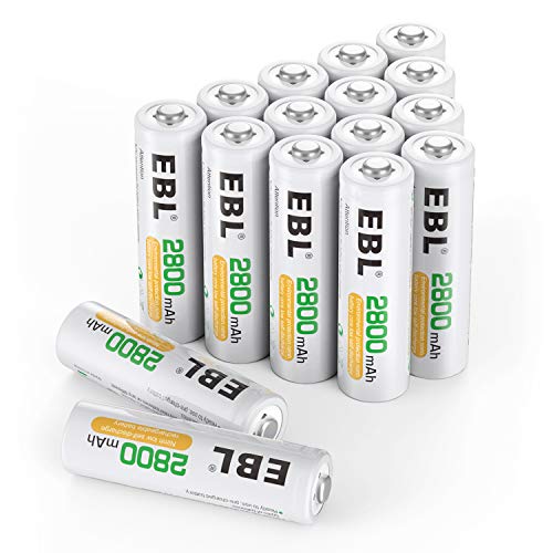 EBL 2800mAh AA Pilas Recargables Ni-MH de 1,2V para los Equipos Domésticos con Estuches de Almacenamiento (16 Piezas)