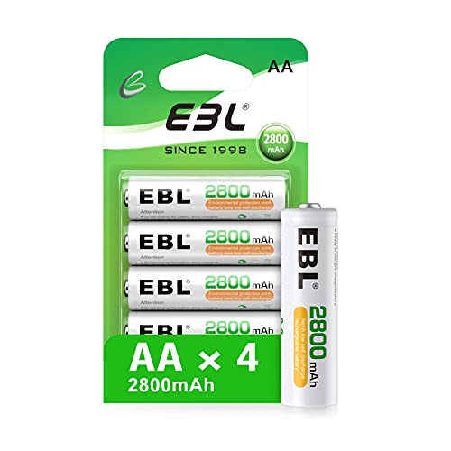 EBL 2800mAh Pilas Recargables AA Ni-MH 1200 Ciclo Alta Capacidad (4 Unidades)