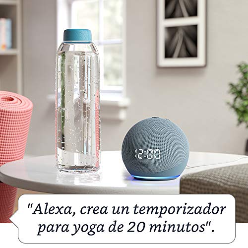 Echo Dot (4.ª generación) | Altavoz inteligente con reloj y Alexa | Azul grisáceo