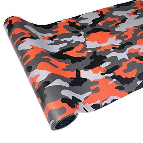 ECYC Camo Vinyl Wrap Car Motocicleta Calcomanía Camuflaje Etiqueta engomada del Coche Película para Car Styling Bike Computer Ordenador portátil Scooter Motocicleta, Naranja Negro, 50x100cm