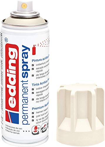 edding 5200-921 - Spray de pintura acrílica de 200 ml, secado rápido sin burbujas, color blanco crema mate