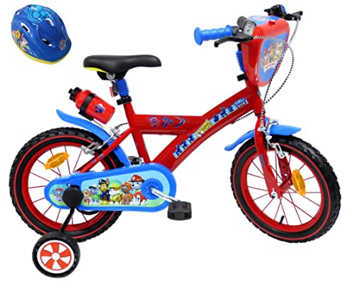 Eden-Bikes Bicicleta 16" Garcon PATROLLA 2 Frenos PB/BIDON AR + Casco de Bicicleta Infantil, Multicolor, 16 Pulgadas