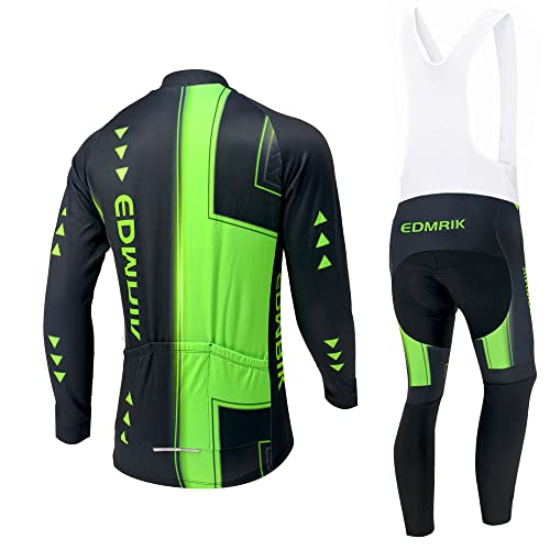 EDMRIK Conjunto de Ropa Ciclismo para Hombre Manga Larga, Traje Bicicleta Térmico y Pantalón de Ciclista Invierno Largo (XXL, DCTIAM15)