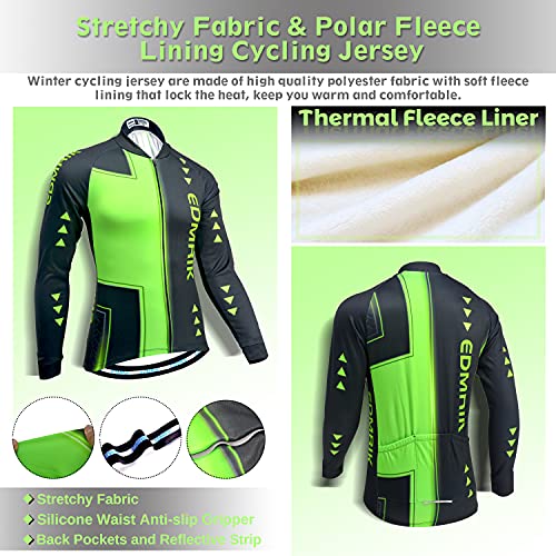 EDMRIK Conjunto de Ropa Ciclismo para Hombre Manga Larga, Traje Bicicleta Térmico y Pantalón de Ciclista Invierno Largo (XXL, DCTIAM15)