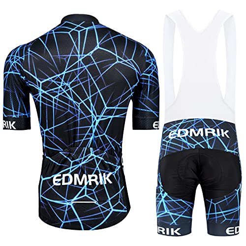 EDMRIK Traje de Ciclismo para Verano, Maillot Ciclismo Mangas Cortas y Acolchado de Gel Culotte Bicicleta para MTB (L, TIAM11)