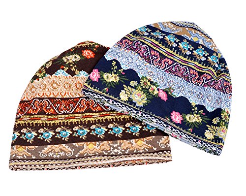 EEVASS Mujer Pañuelo Algodón Bandana Sombrero de Beanie Cabeza Transpirable Casquillo (#A, 2)