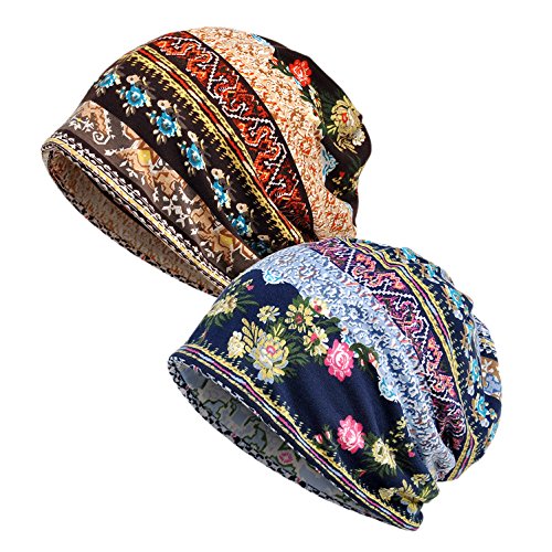 EEVASS Mujer Pañuelo Algodón Bandana Sombrero de Beanie Cabeza Transpirable Casquillo (#A, 2)