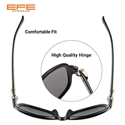 EFE Gafas de Sol Polarizadas para Mujeres Hombres Moda y Elegante Ovaladas de Gran Tamaño Protección UV400 Contra los Rayos Ultravioletas y Luz Brillante para Señoras Violetas Negro