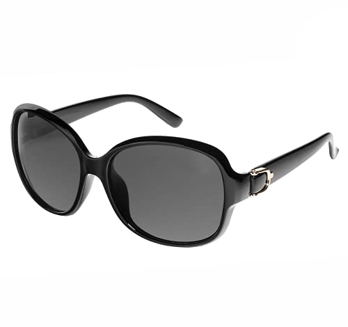 EFE Gafas de Sol Polarizadas para Mujeres Hombres Moda y Elegante Ovaladas de Gran Tamaño Protección UV400 Contra los Rayos Ultravioletas y Luz Brillante para Señoras Violetas Negro