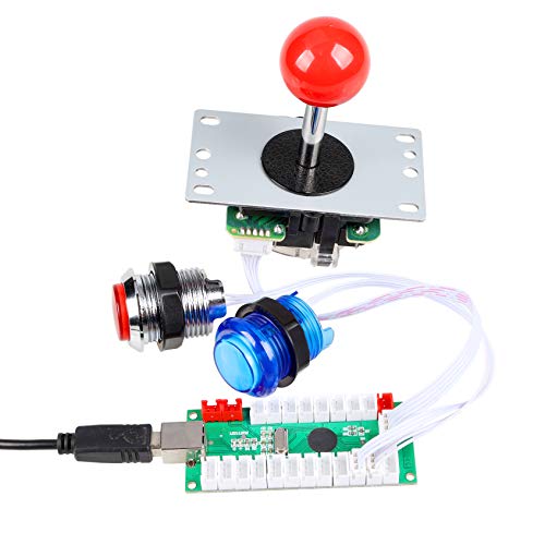 EG STARTS Zero Delay USB Encoder para PC Juegos Red Joystick + 10x LED iluminado 5V Botones pulsadores para Arcade Joystick DIY Kits Partes Mame Raspberry Pi 2 3 3B