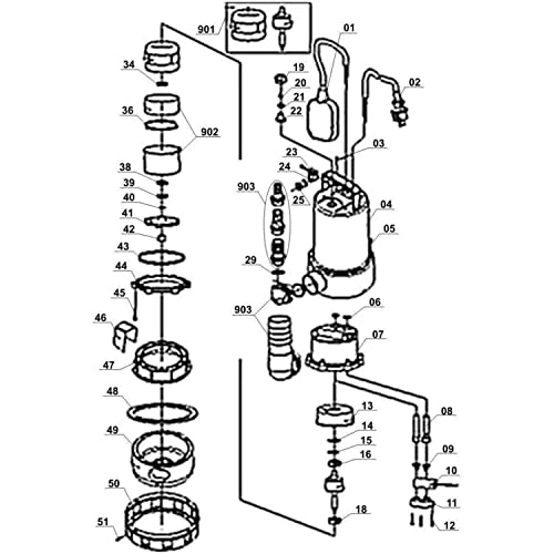 Einhell Bomba sumergible de agua sucia con cable - GC-DP 1020 N - 1.000 W, objetos de Ø20 mm, capacidad de la bomba de 18.000 l/h, interruptor de flotador, asa de transporte, incl. conector universal