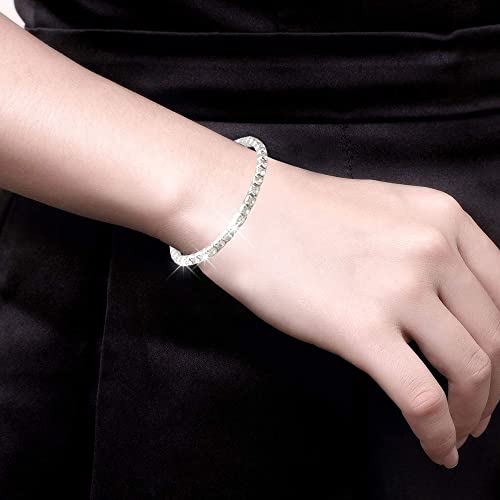 Eira Wen Conjunto con Incrustaciones de Cristal de Swarovski con Collar, Pulsera y Pendiente en baño de Plata para Mujeres Día de la Madre Joyas Regalos para su Novia mamá