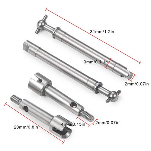 Eje de transmisión frontal RC, eje de transmisión frontal de repuesto para Axial SCX24 a prueba de golpes RC accesorio para Axial SCX24 90081 1/24 RC coche para niño