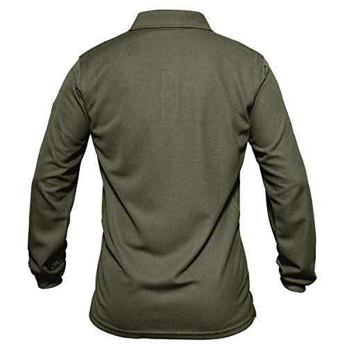 EKLENTSON Hombre Camisas - Polos de Golf de Manga Larga Casuales y Ligeros Camisas de Deporte Militar Verde Militar Talla XL