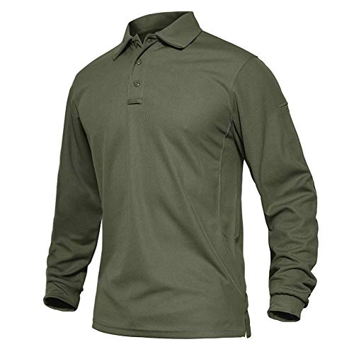 EKLENTSON Hombre Camisas - Polos de Golf de Manga Larga Casuales y Ligeros Camisas de Deporte Militar Verde Militar Talla XL