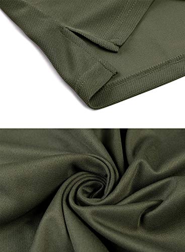 EKLENTSON Hombre Camisas - Polos de Golf de Manga Larga Casuales y Ligeros Camisas de Deporte Militar Verde Militar Talla XL