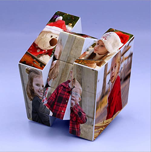 EKMON Marco de Fotos Personalizado Cubo de Rubik, Rompecabezas de Fotos Personalizado Cubo de Rubik Giratorio 3D con 6 imágenes, niños, Madre, Esposo, Amigos