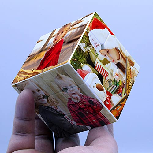 EKMON Marco de Fotos Personalizado Cubo de Rubik, Rompecabezas de Fotos Personalizado Cubo de Rubik Giratorio 3D con 6 imágenes, niños, Madre, Esposo, Amigos