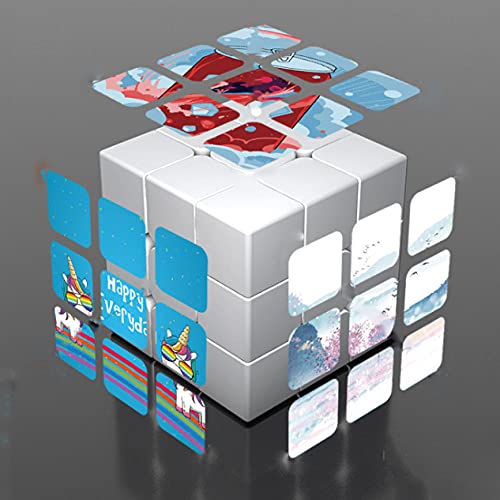 EKMON Marco de Fotos Personalizado Cubo de Rubik, Rompecabezas de Fotos Personalizado Cubo de Rubik Giratorio 3D con 6 imágenes, niños, Madre, Esposo, Amigos