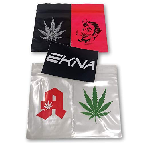 EKNA Impresión Cierre Cierre Rápido bolsa/bolsa/baggys paquetito//Con Motivos/Neutral & Negro/500 unidades/60 x 80 mm
