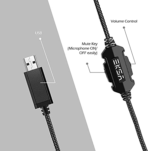 EKSA E1000 Cascos Gaming USB para PC, Over Ear Auriculares Gaming con Cable, Micrófono con Cancelación de Ruido, Sonido Envolvente 7.1, Luz RGB para Consola PS4 / PS5, Laptop - gris