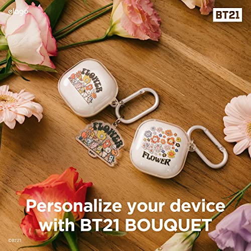 elago l BT21 FLOWER Funda Compatible con Samsung Galaxy Buds 2 (2021) / Funda Galaxy Buds Pro (2021) / Funda Galaxy Buds Live (2020), Protección Duradera [Mercancía oficial] (FLOWER BOUQUET)