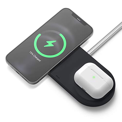 elago MS Cargador Duo Compatible con Cargador MagSafe - Estación de Carga inalámbrica 2 en 1 Compatible con iPhone 12, Pro, Pro-MAX, Mini, Compatible con AirPods Pro [Cargador no Incluido] (Negro)