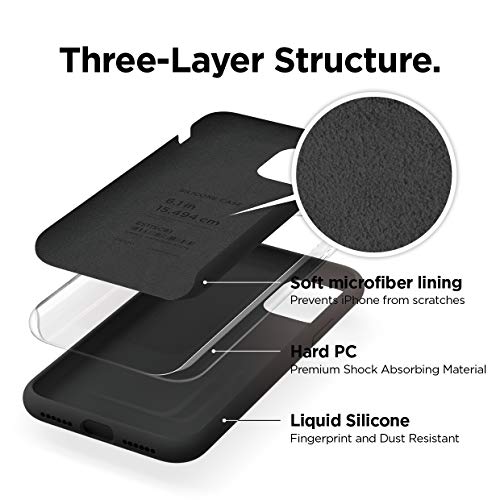 elago Silicona Líquida Funda Compatible con iPhone 11 (6.1"), Silicona Premium, Protección Funda Protectora 3 Tapas Estructura (Negro)