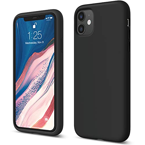 elago Silicona Líquida Funda Compatible con iPhone 11 (6.1"), Silicona Premium, Protección Funda Protectora 3 Tapas Estructura (Negro)