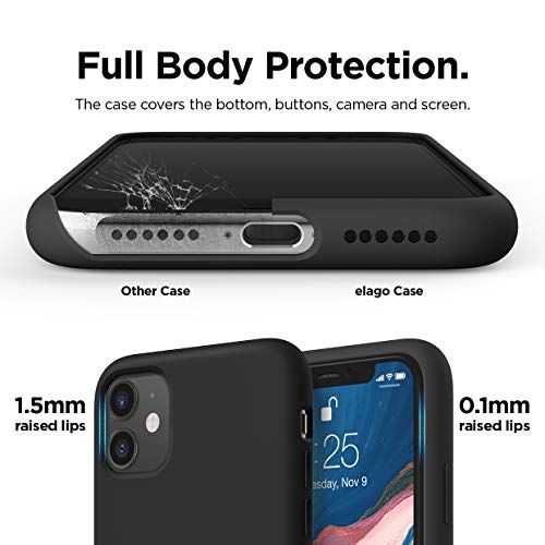 elago Silicona Líquida Funda Compatible con iPhone 11 (6.1"), Silicona Premium, Protección Funda Protectora 3 Tapas Estructura (Negro)