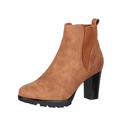 Elara Botines Mujer Chunkyrayan Camello KL0612 Camel-37