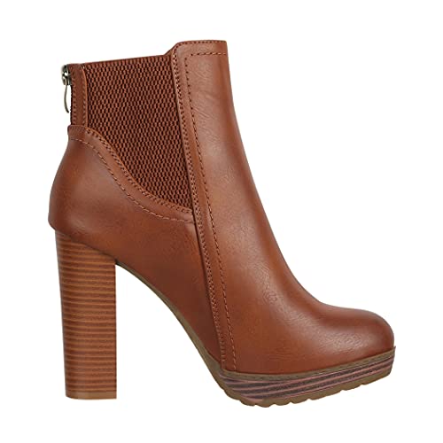 Elara Botines Mujer Chunkyrayan KA585-1SL Camel-39