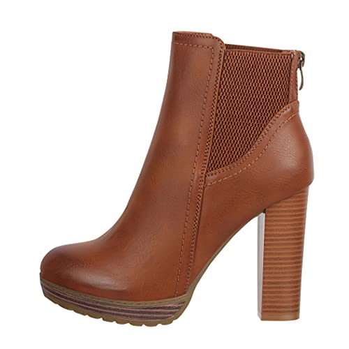 Elara Botines Mujer Chunkyrayan KA585-1SL Camel-39