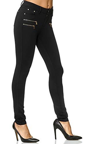 elara Pantalones Elásticos de Mujer Skinny Fit Jegging Chunkyrayan Negro H86 40 (L)